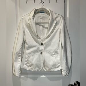 J. McLaughlin White Canvas Blazer Jacket Size Large